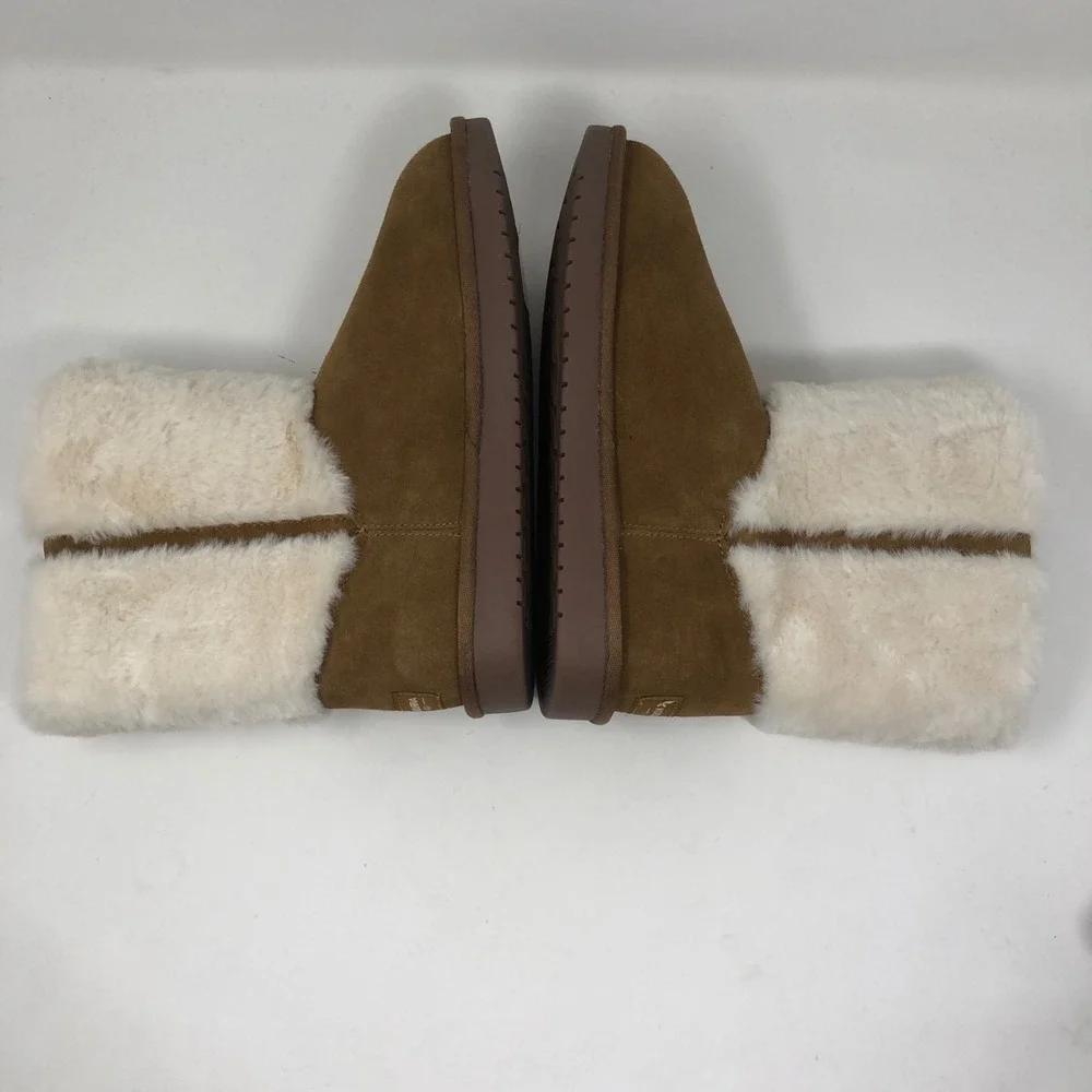 Koolaburra Bugg‎ Aubrei Short Boot Chestnut Beige Suede Faux Fur Lined Girls 4
